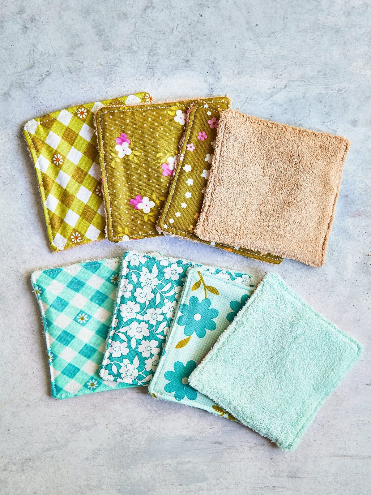 Set of 8 Reusable Facial Cleansing Pads. Eco Friendly Soft Microfiber Fleece And Cotton. Machine Washable. Mesh Laundry Bag Included.