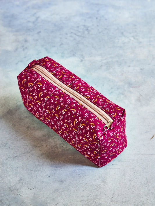The Everything Bag! Quilted Cotton Boxed Pouch – Makeup / Nails/ Projects/ Toiletries / Tech Cord Organizer