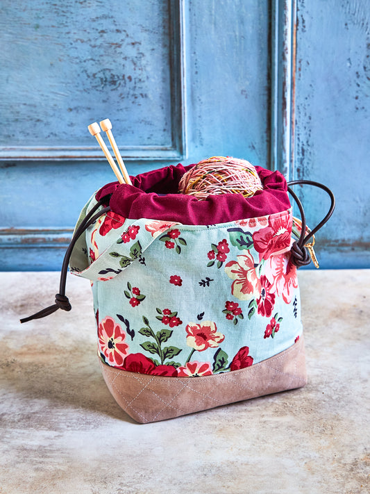 Handmade Drawstring Project Bag | Knitting & Crochet Tote | Yarn Storage Bag | Gift for Makers