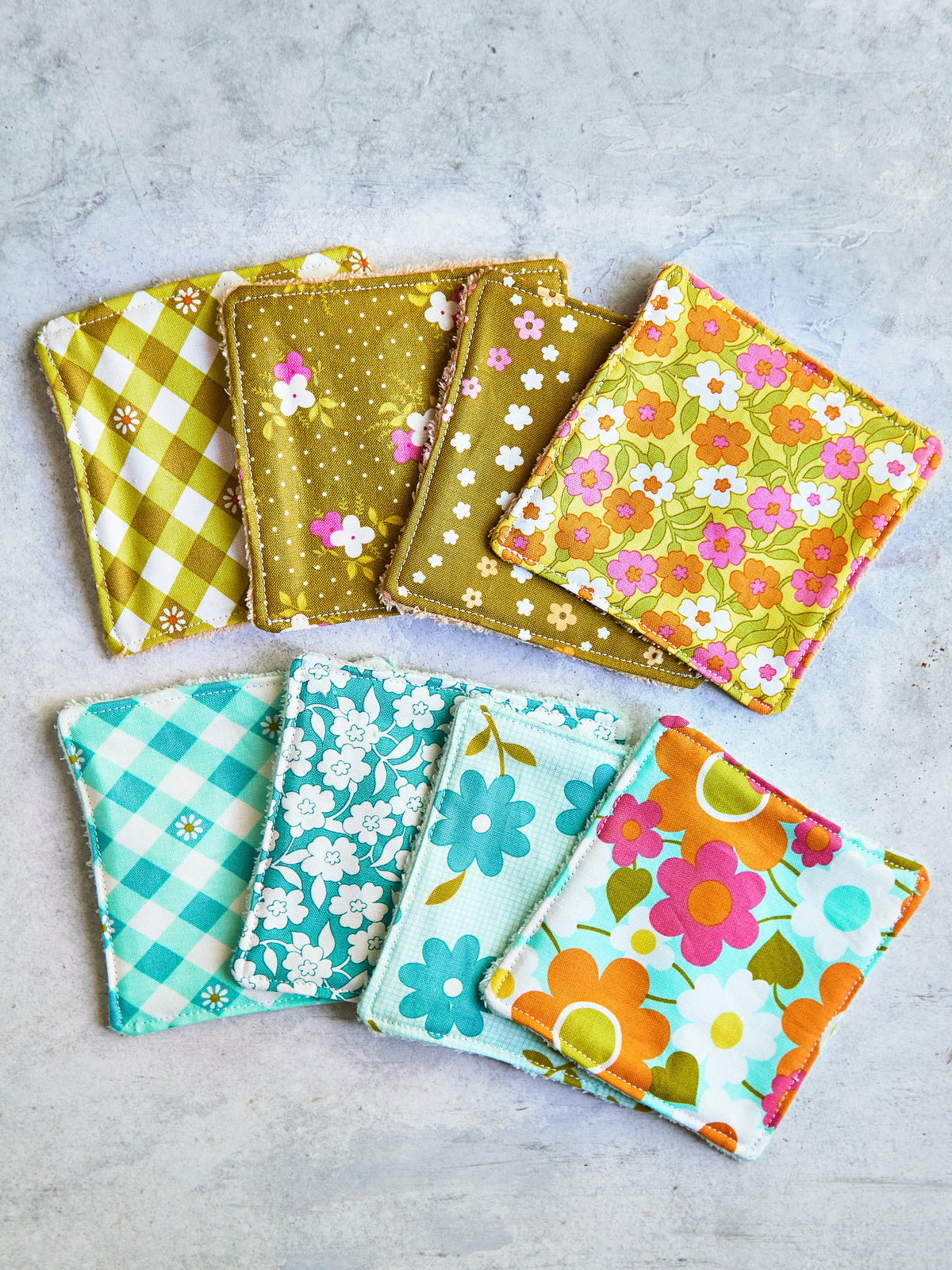 Set of 8 Reusable Facial Cleansing Pads.  Eco Friendly Soft Microfiber Fleece And Cotton. Machine Washable. Mesh Laundry Bag Included.